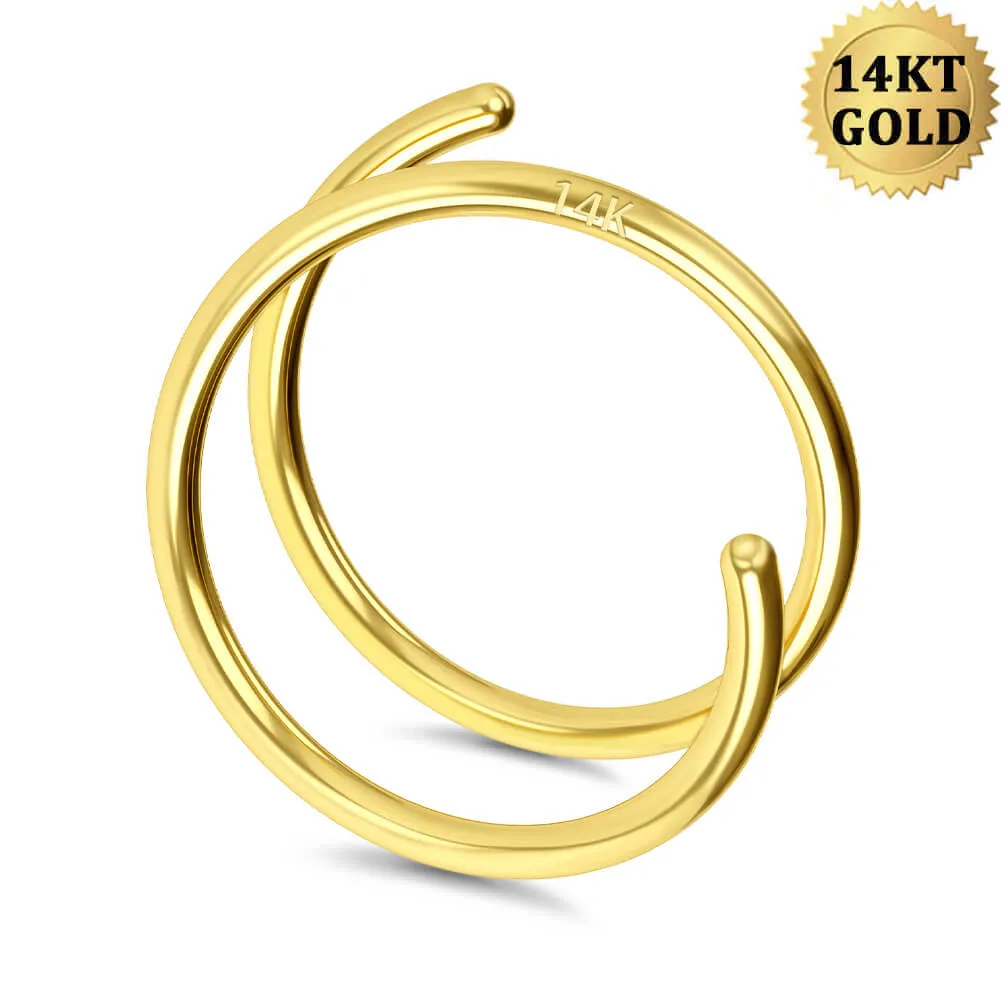 14K Solid Gold 20G Seamless Hoop Nose Hoop