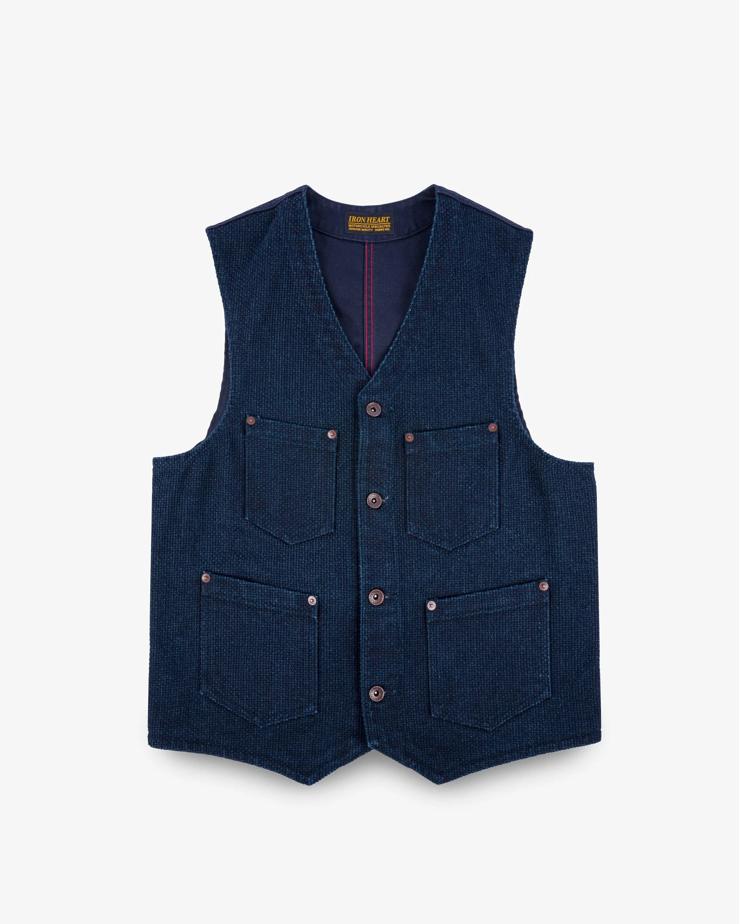 14oz Sashiko Dobby Cloth / Duck Work Vest - Indigo