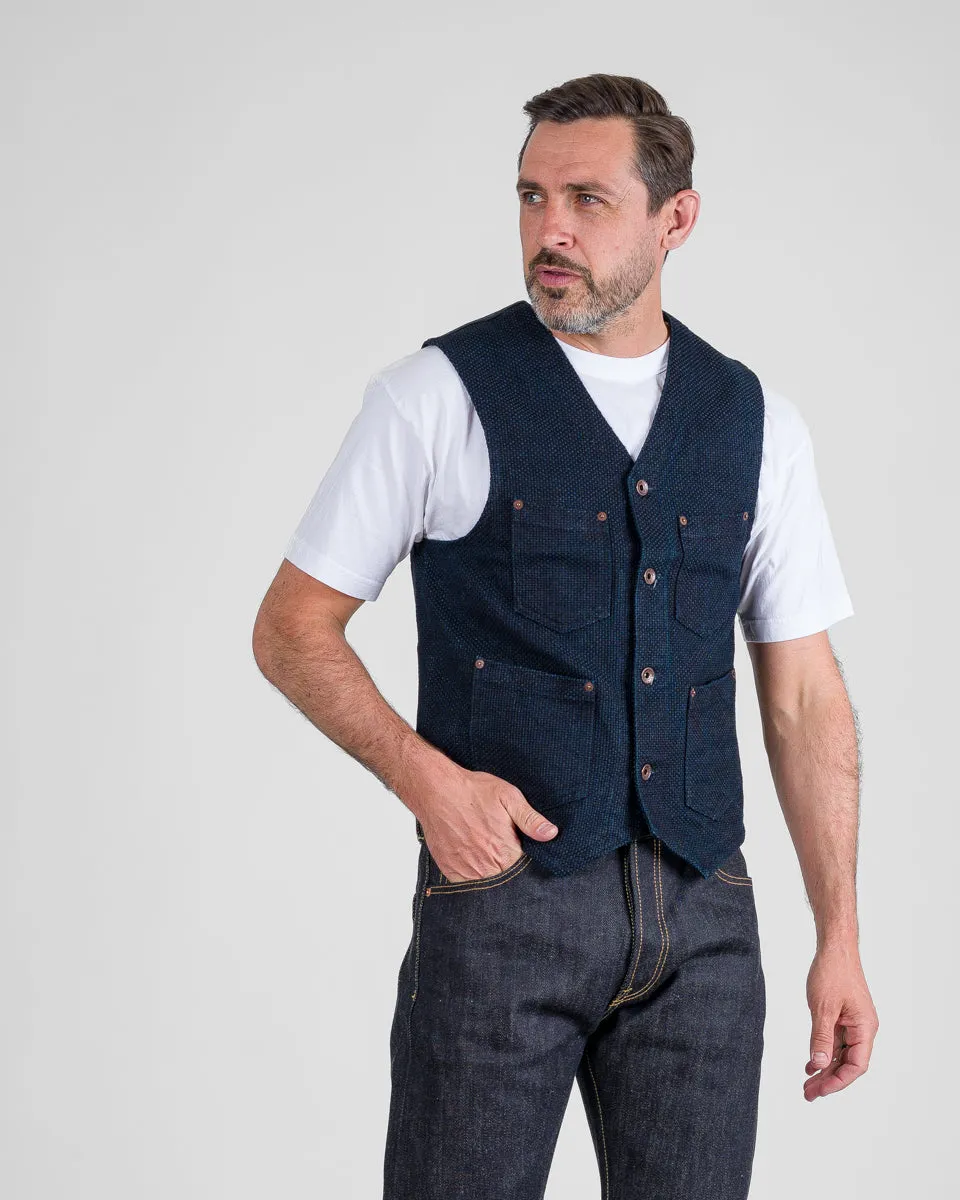 14oz Sashiko Dobby Cloth / Duck Work Vest - Indigo