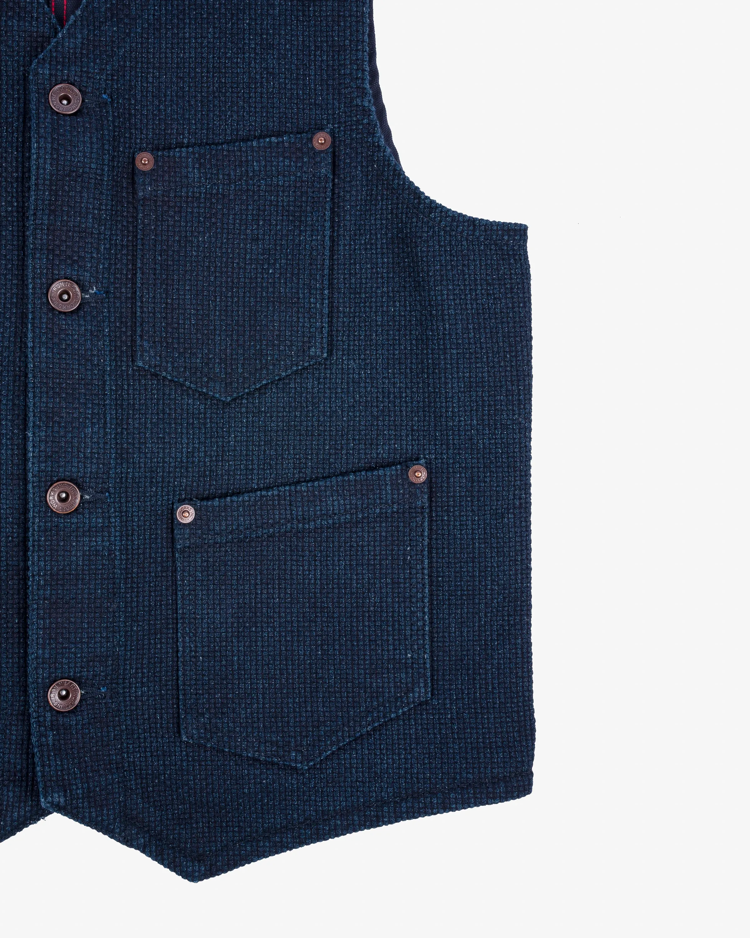 14oz Sashiko Dobby Cloth / Duck Work Vest - Indigo