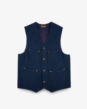 14oz Sashiko Dobby Cloth / Duck Work Vest - Indigo