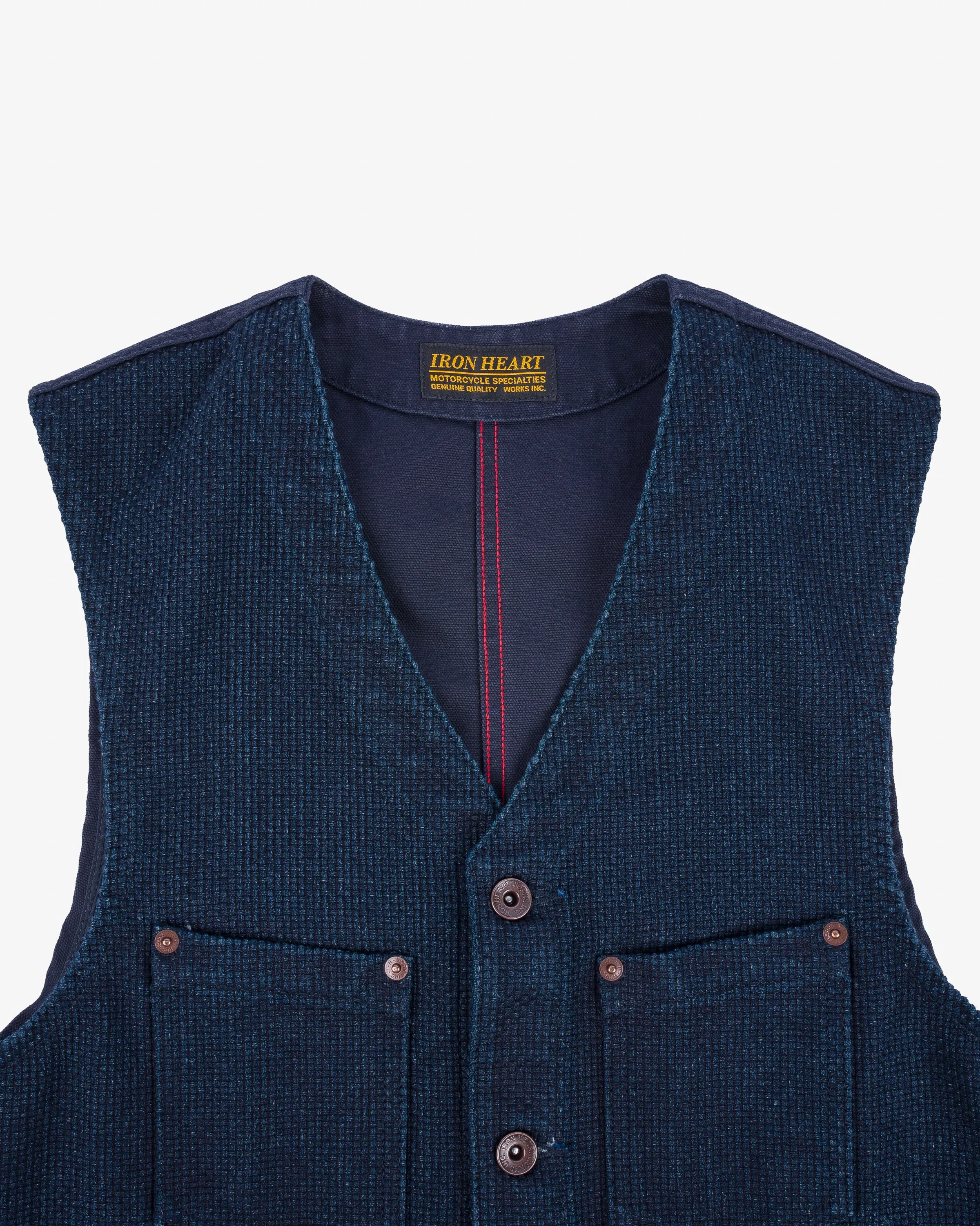 14oz Sashiko Dobby Cloth / Duck Work Vest - Indigo