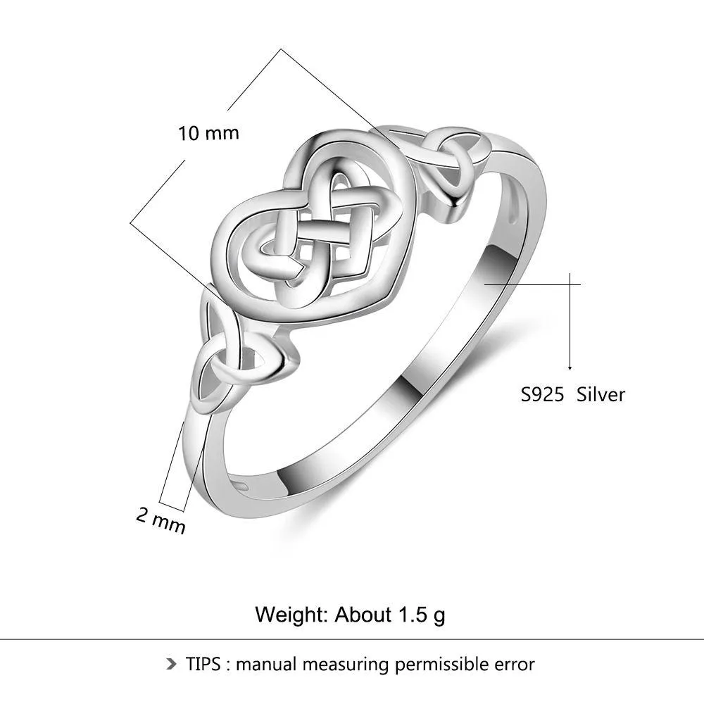925 Sterling Silver Heart Engagement Ring, Trendy Fashion Jewelry Gift for Women