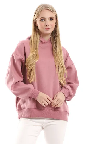 95973 Basic Plain Dusty Rose Slip On Hoodie