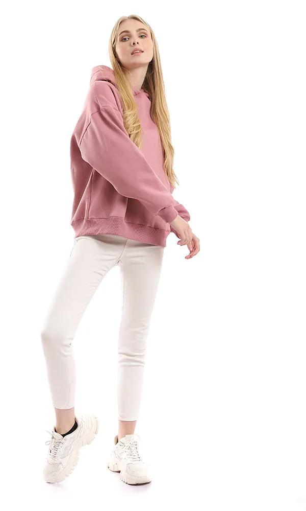 95973 Basic Plain Dusty Rose Slip On Hoodie
