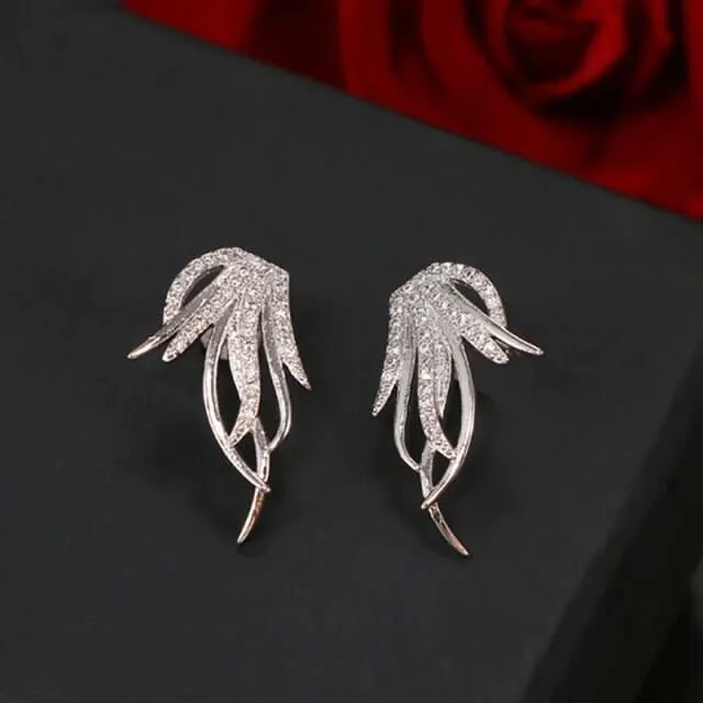 Abstract 14K Gold Crystal Studs, Diamond CZ Crystal Studded Earrings, Wedding Bridal Bridesmaid Fashion Studs, Minimalist Earrings