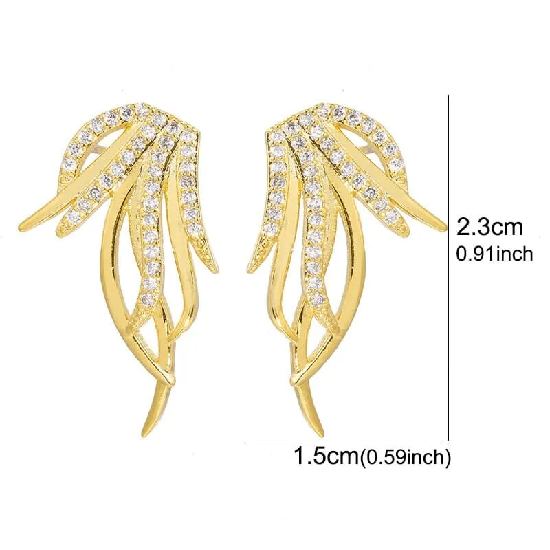 Abstract 14K Gold Crystal Studs, Diamond CZ Crystal Studded Earrings, Wedding Bridal Bridesmaid Fashion Studs, Minimalist Earrings