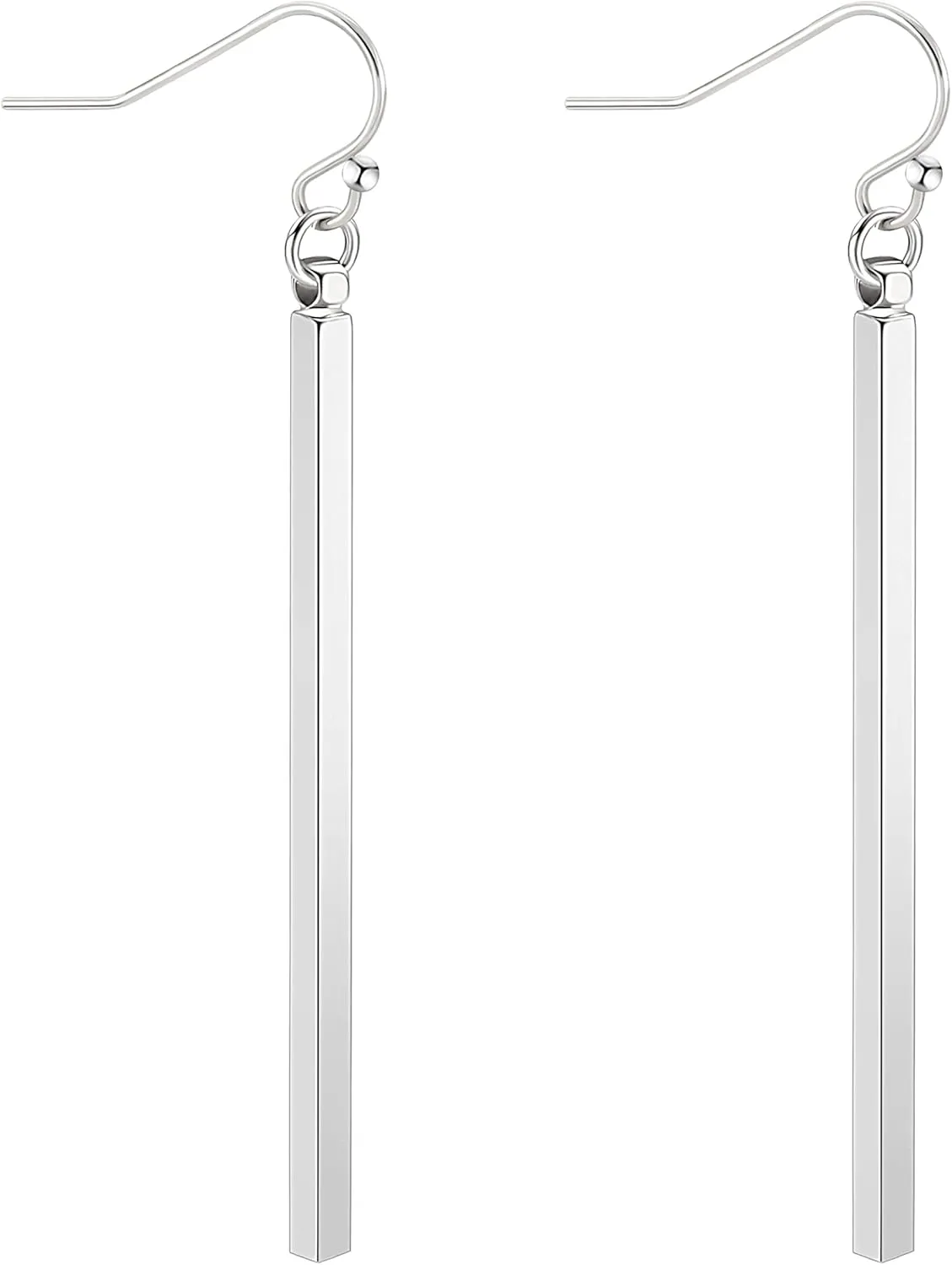 Aobei Pearl Dainty 18K Gold/Platiunum Silver Long Vertical Bar Drop Dangle Earring Minimal Hanging Earrings Geometric jewelry for Women