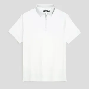 Balmain White Zipper Polo Shirt