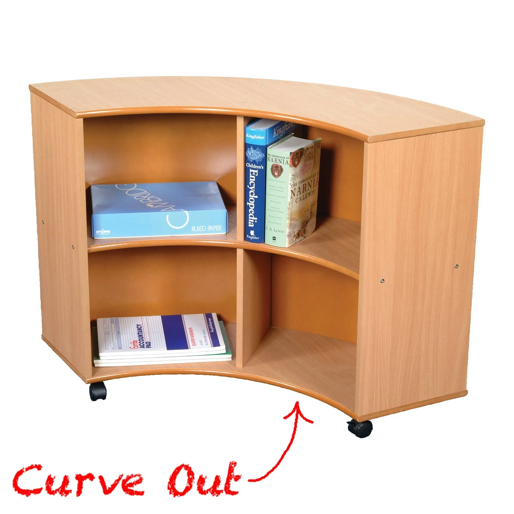 Beech Quarter Rounds Storage Unit - Curve Out