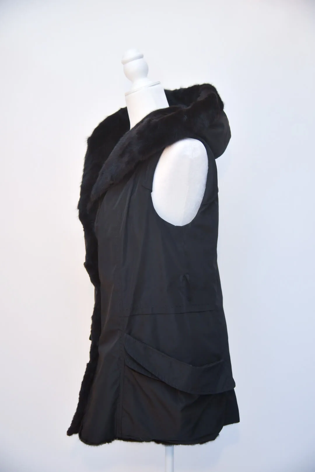 Belle Fare Fox Fur/Nylon Reversible Vest