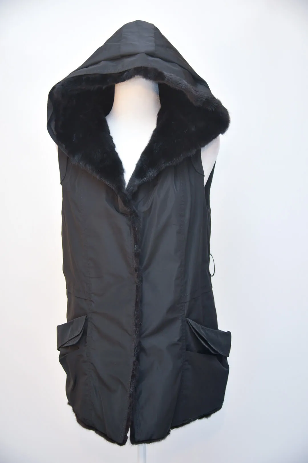 Belle Fare Fox Fur/Nylon Reversible Vest