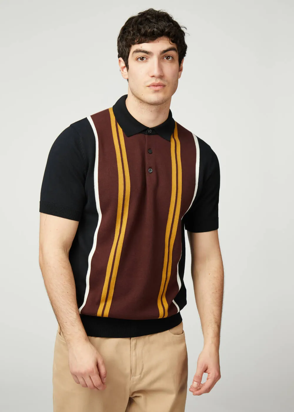 Ben Sherman Vertical Stripe Polo Black