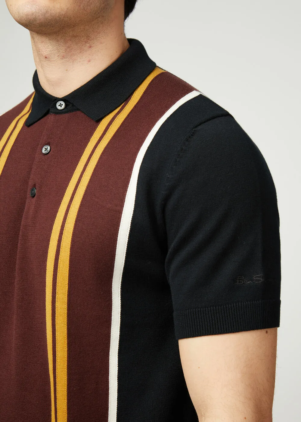 Ben Sherman Vertical Stripe Polo Black