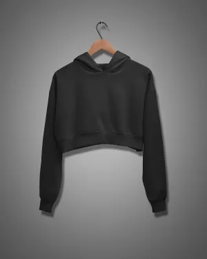 Black plain crop hoodie