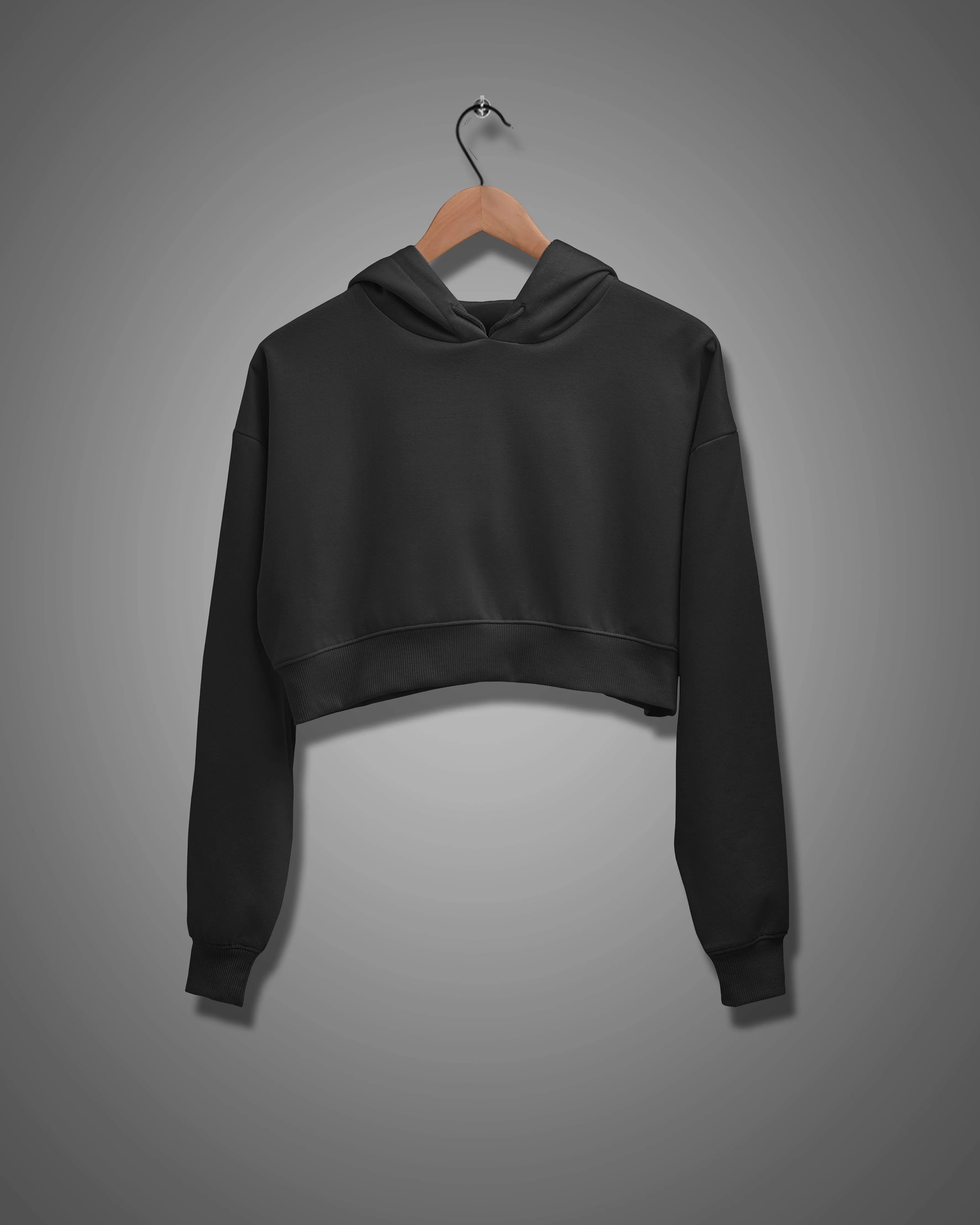 Black plain crop hoodie