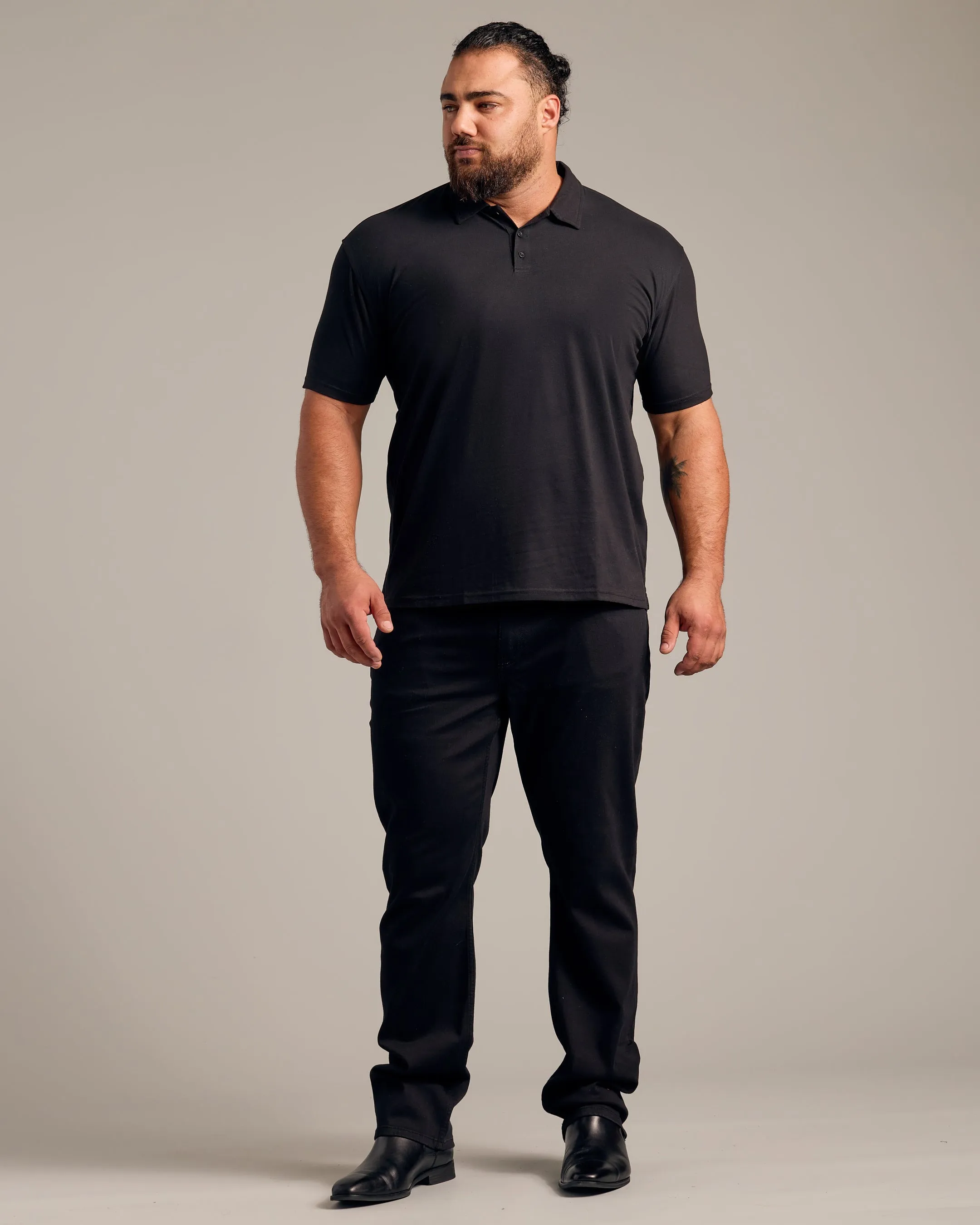 Black Short Sleeve Polo
