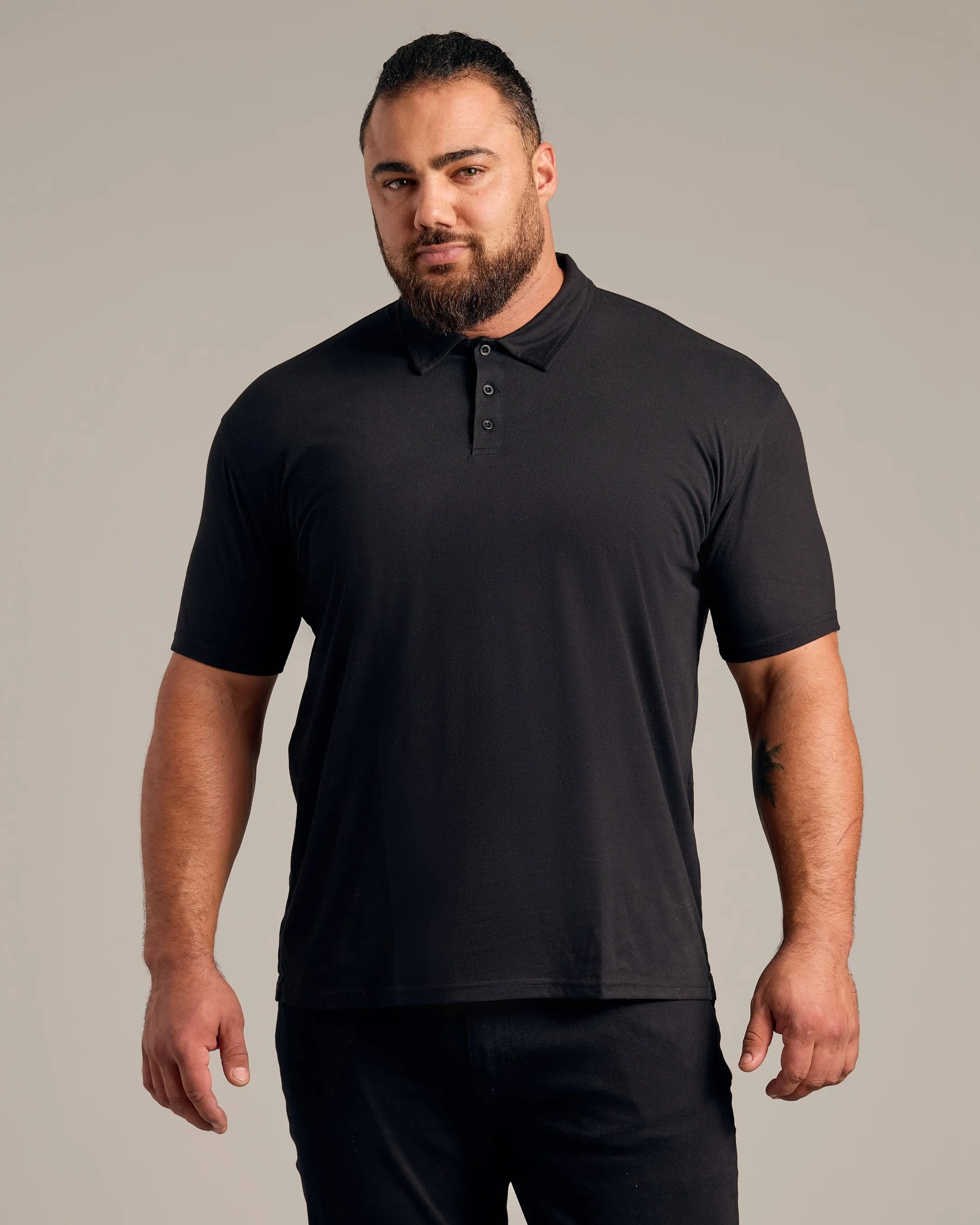 Black Short Sleeve Polo