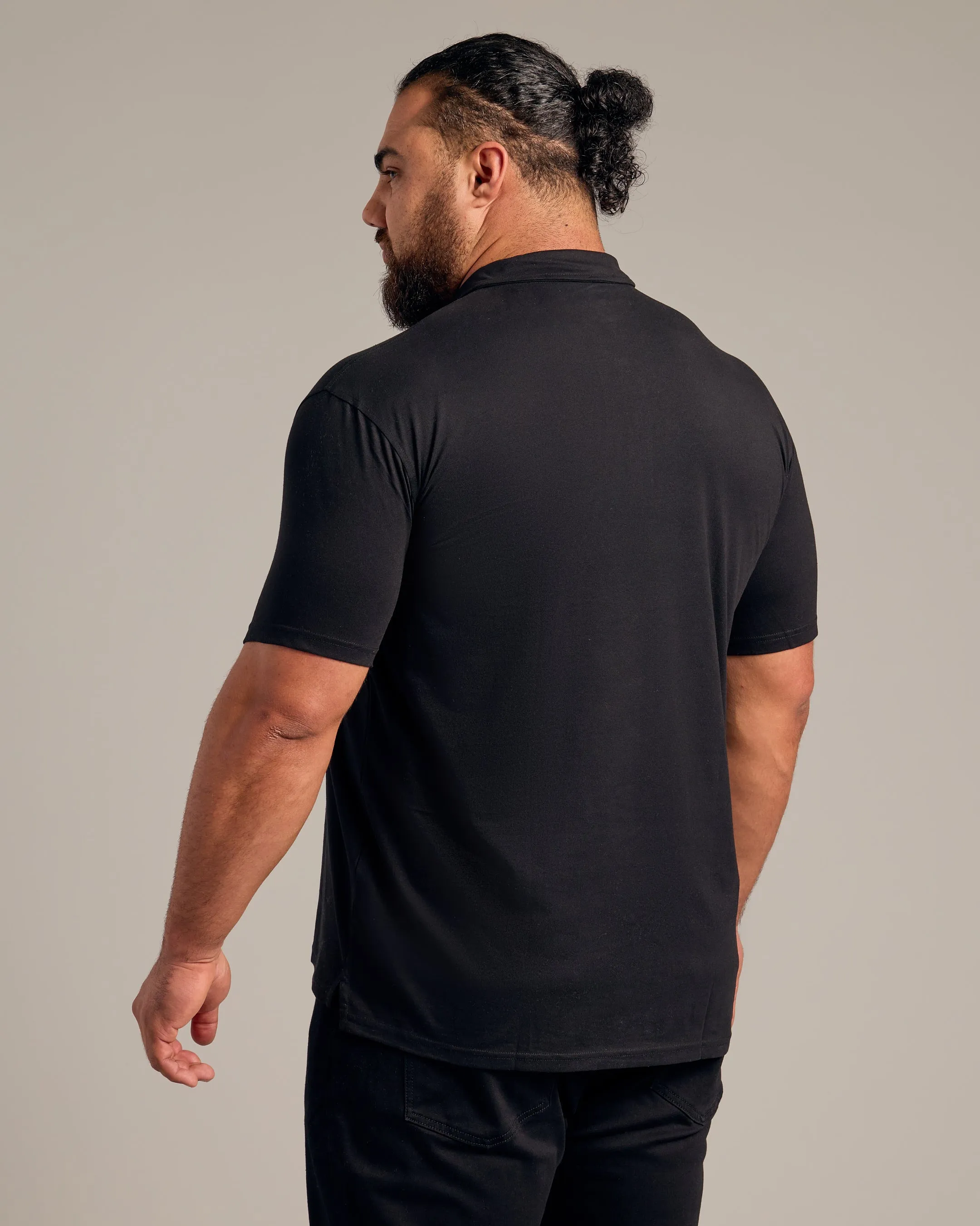 Black Short Sleeve Polo