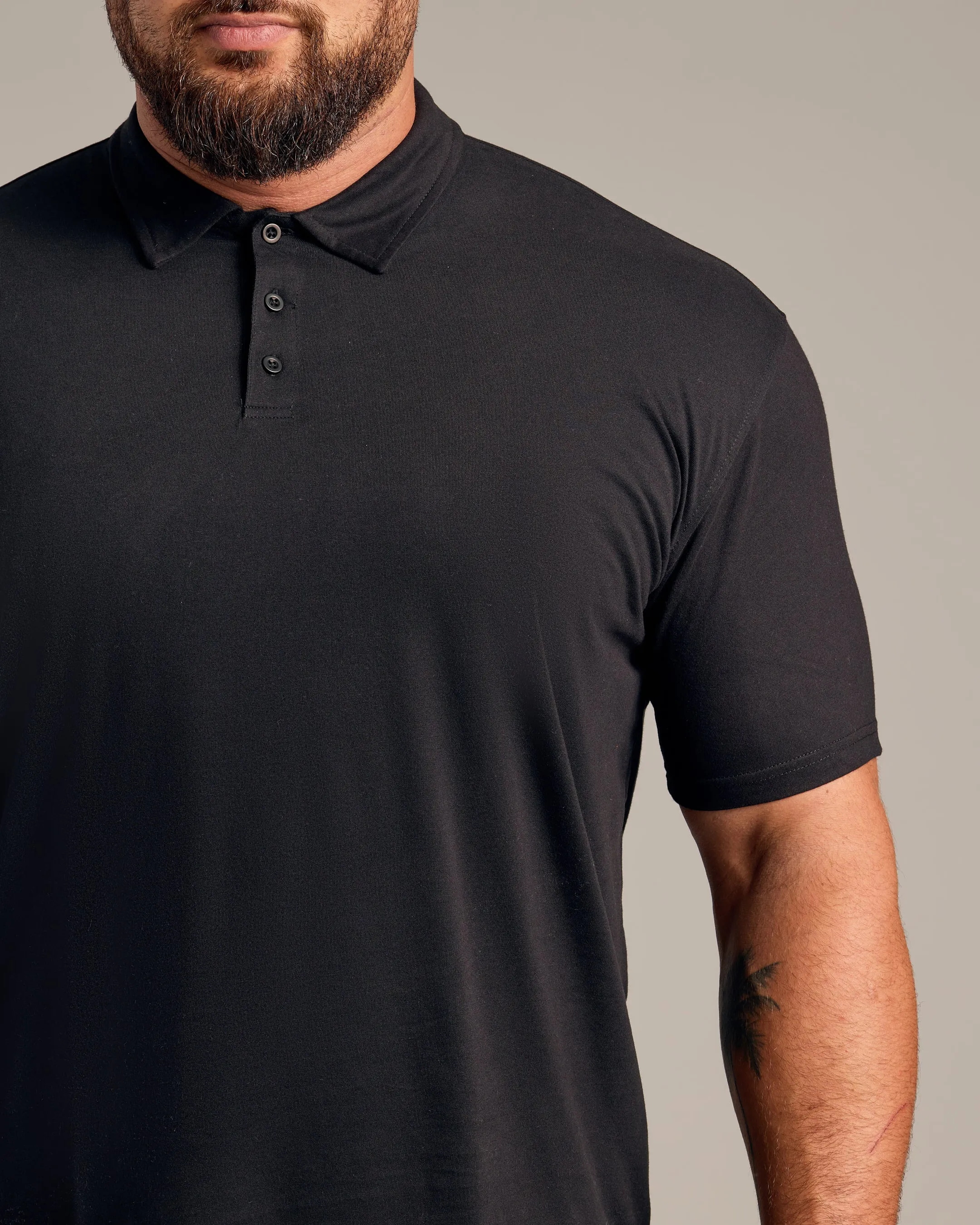 Black Short Sleeve Polo