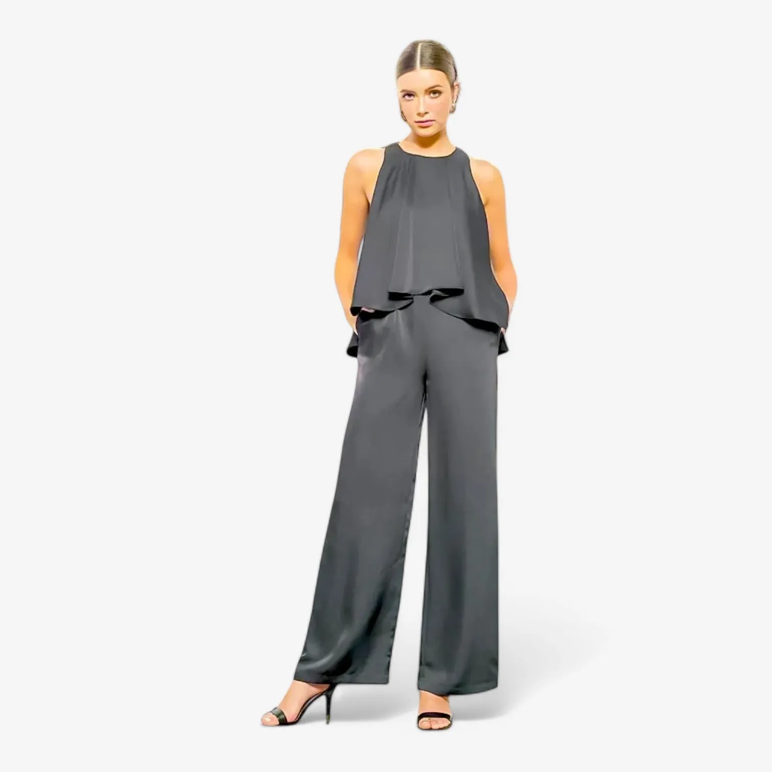 Black Tie Satin Jumpsuit