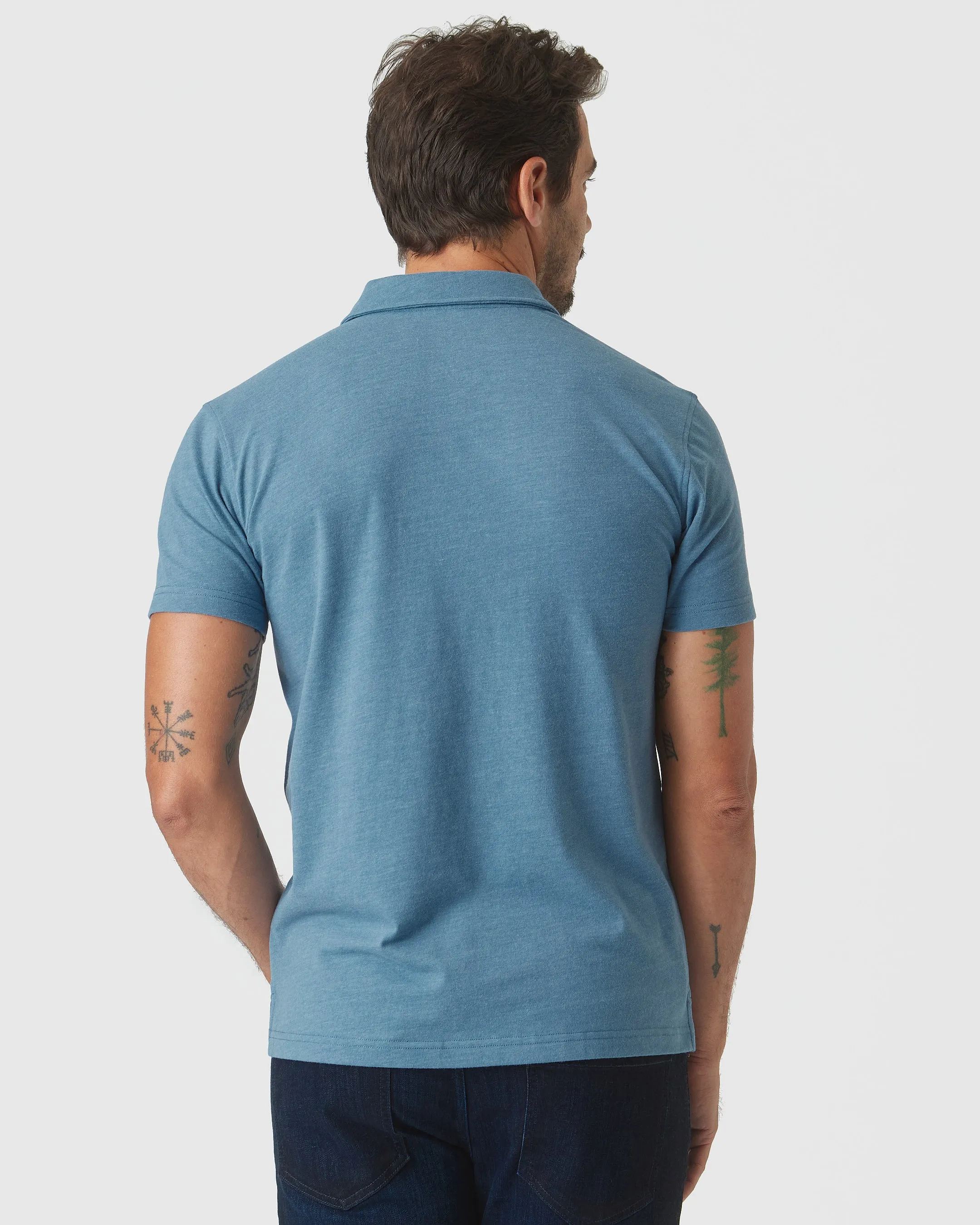 Blue Lake Heather Short Sleeve Polo