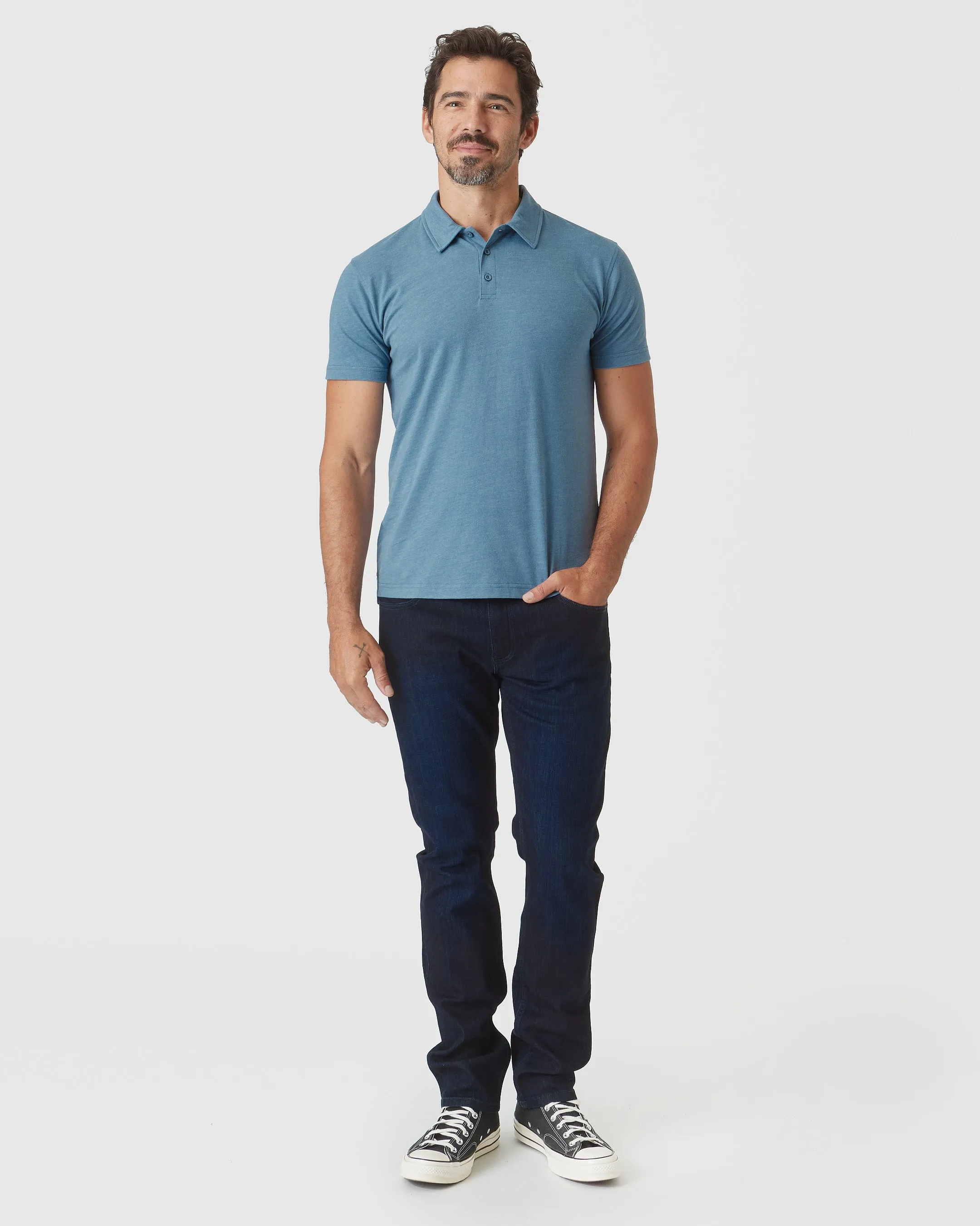 Blue Lake Heather Short Sleeve Polo
