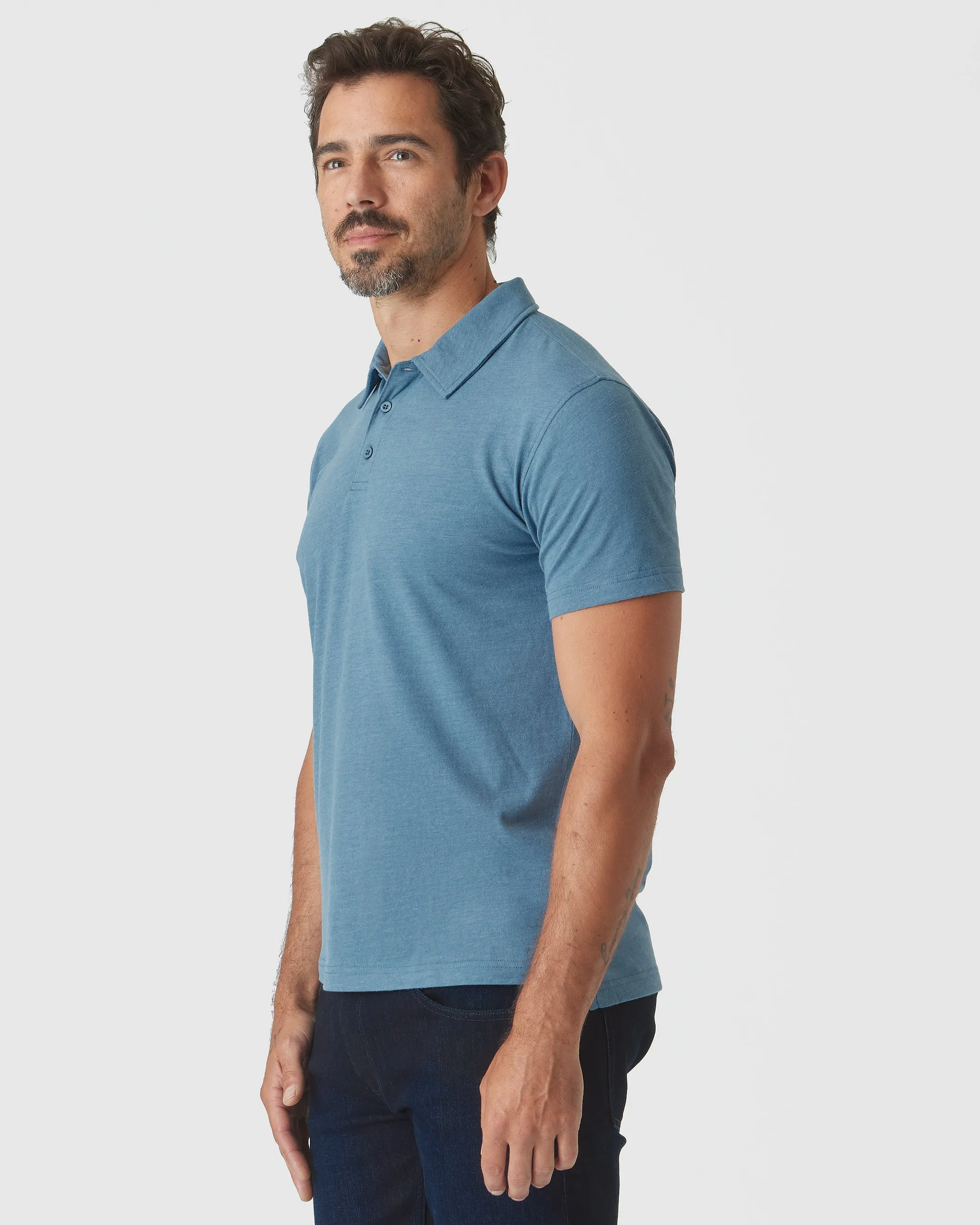 Blue Lake Heather Short Sleeve Polo