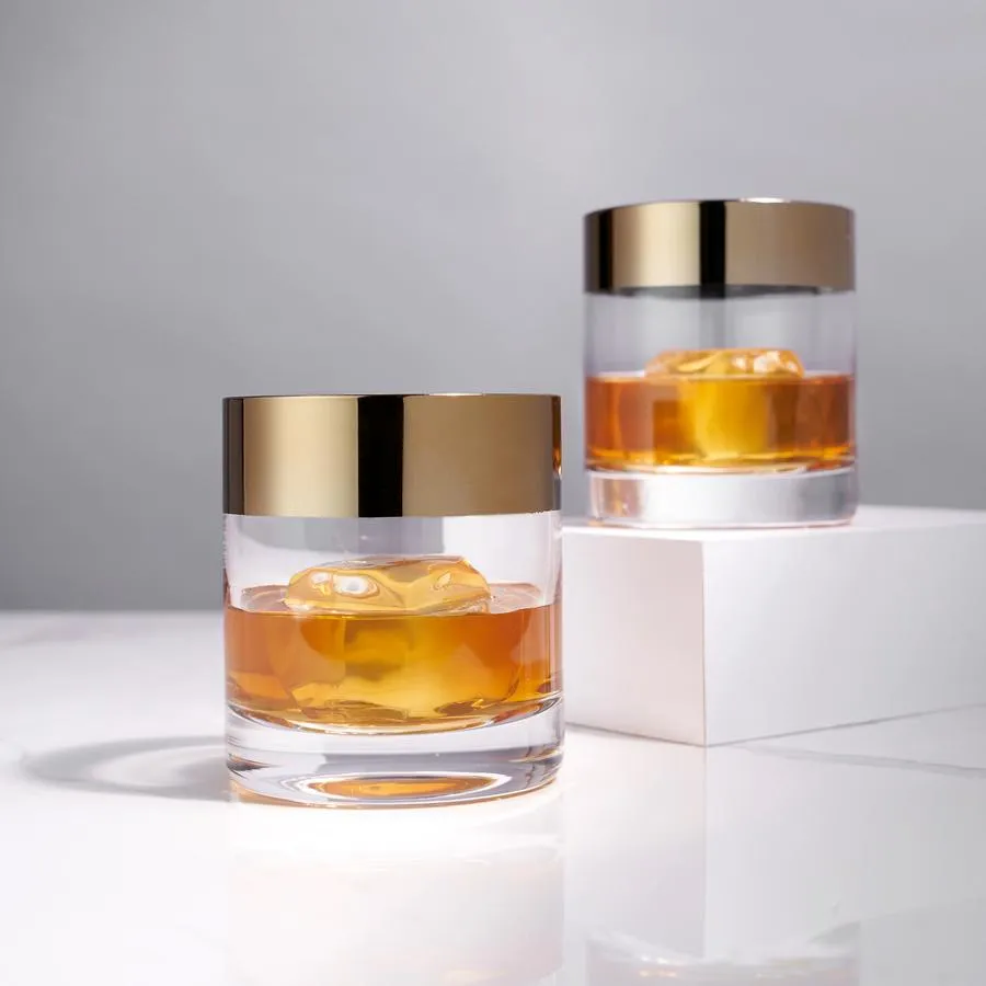BRONZE RIM CRYSTAL TUMBLERS