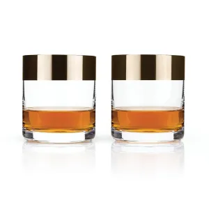 BRONZE RIM CRYSTAL TUMBLERS