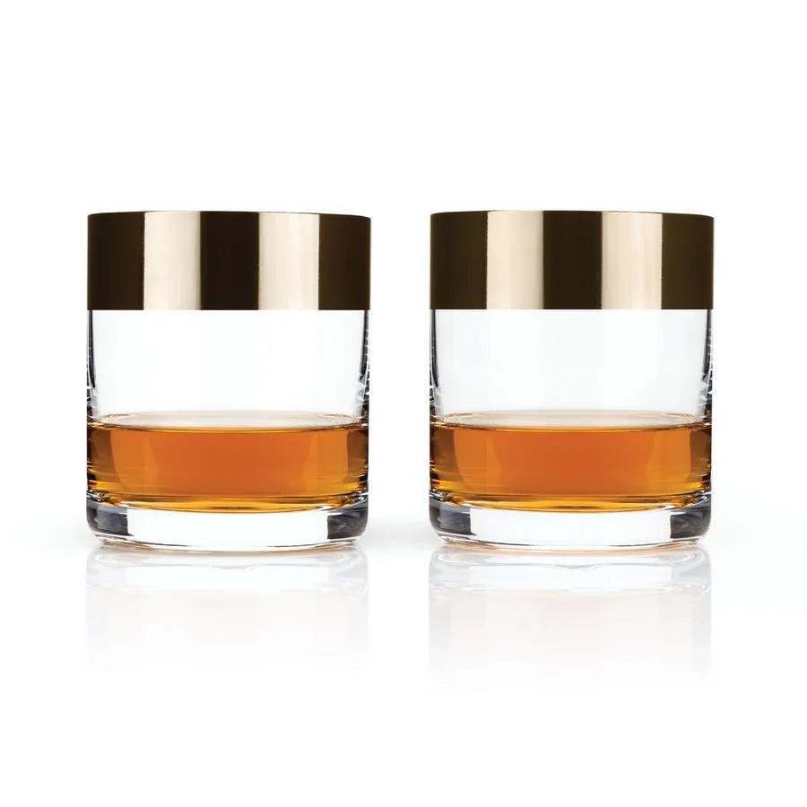 BRONZE RIM CRYSTAL TUMBLERS