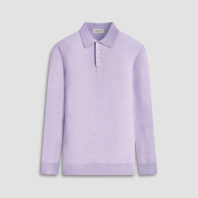 Bugatchi 3 Button LS Sweater Polo - Lilac