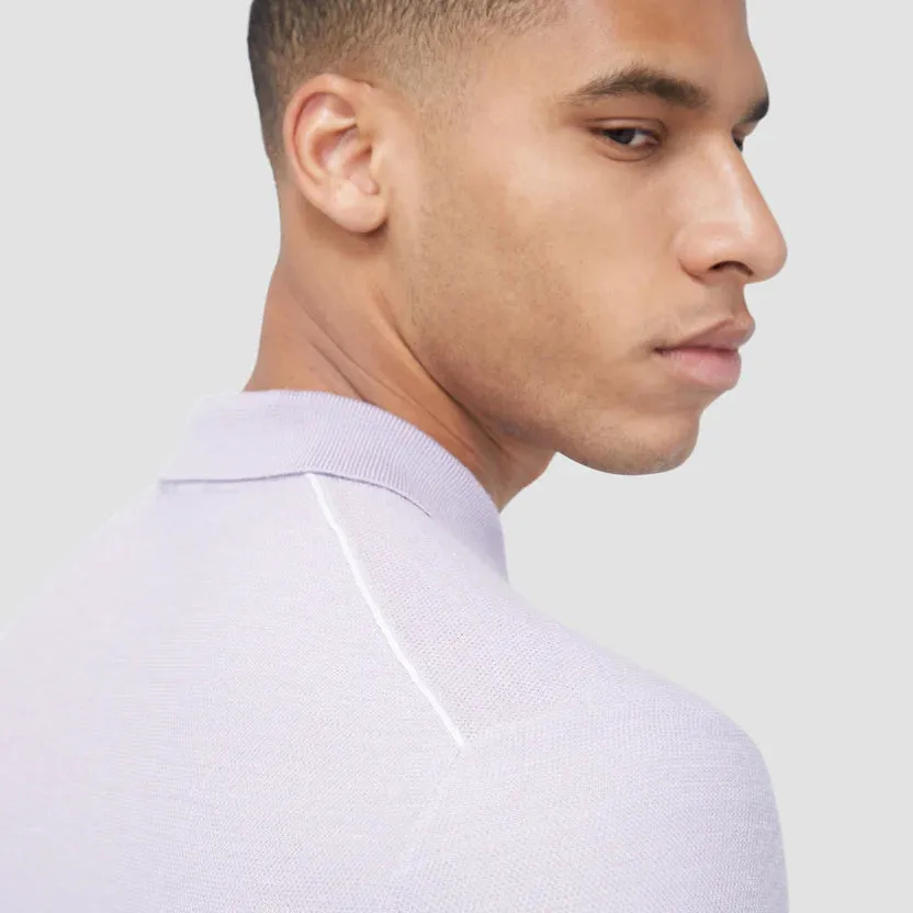 Bugatchi 3 Button LS Sweater Polo - Lilac