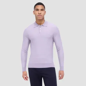 Bugatchi 3 Button LS Sweater Polo - Lilac