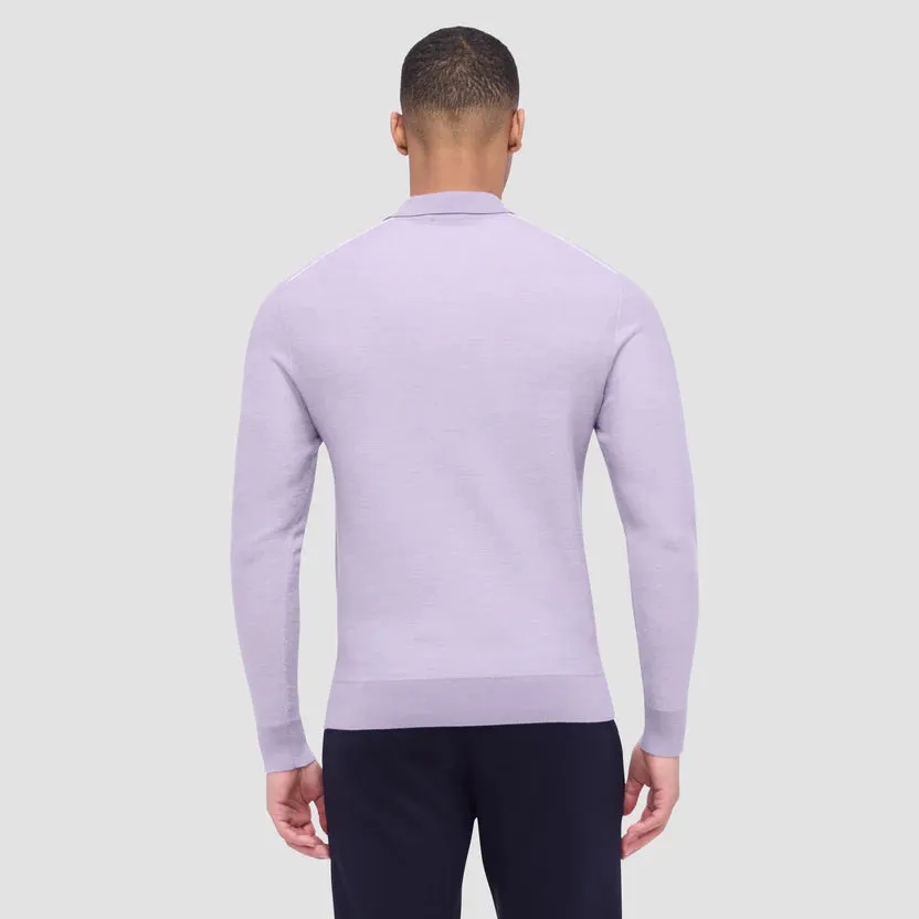 Bugatchi 3 Button LS Sweater Polo - Lilac