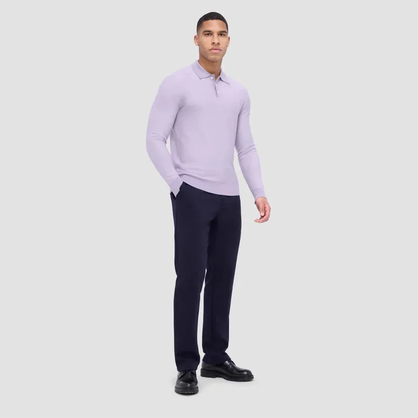 Bugatchi 3 Button LS Sweater Polo - Lilac
