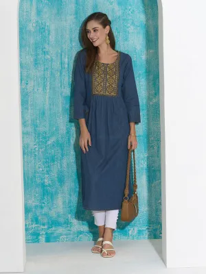 Buy Dx Comfort Fit Denim Kurta for Women Online in India - Zola