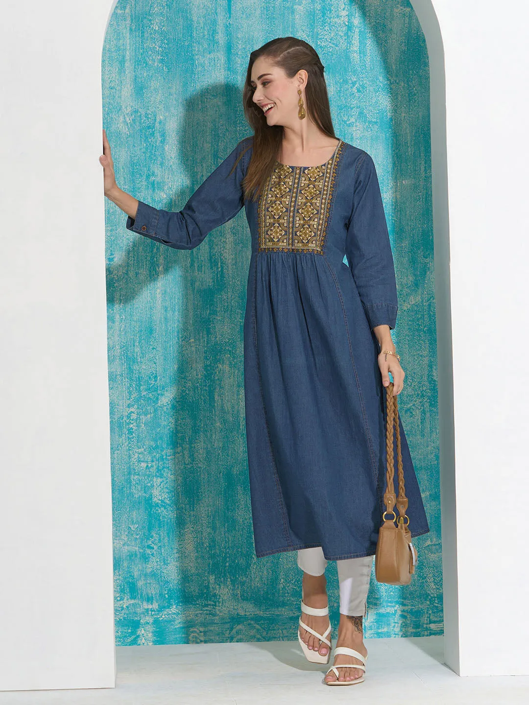 Buy Dx Comfort Fit Denim Kurta for Women Online in India - Zola
