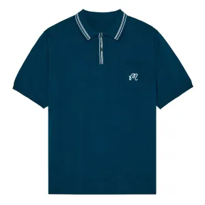 Campania Knit Polo Azurra