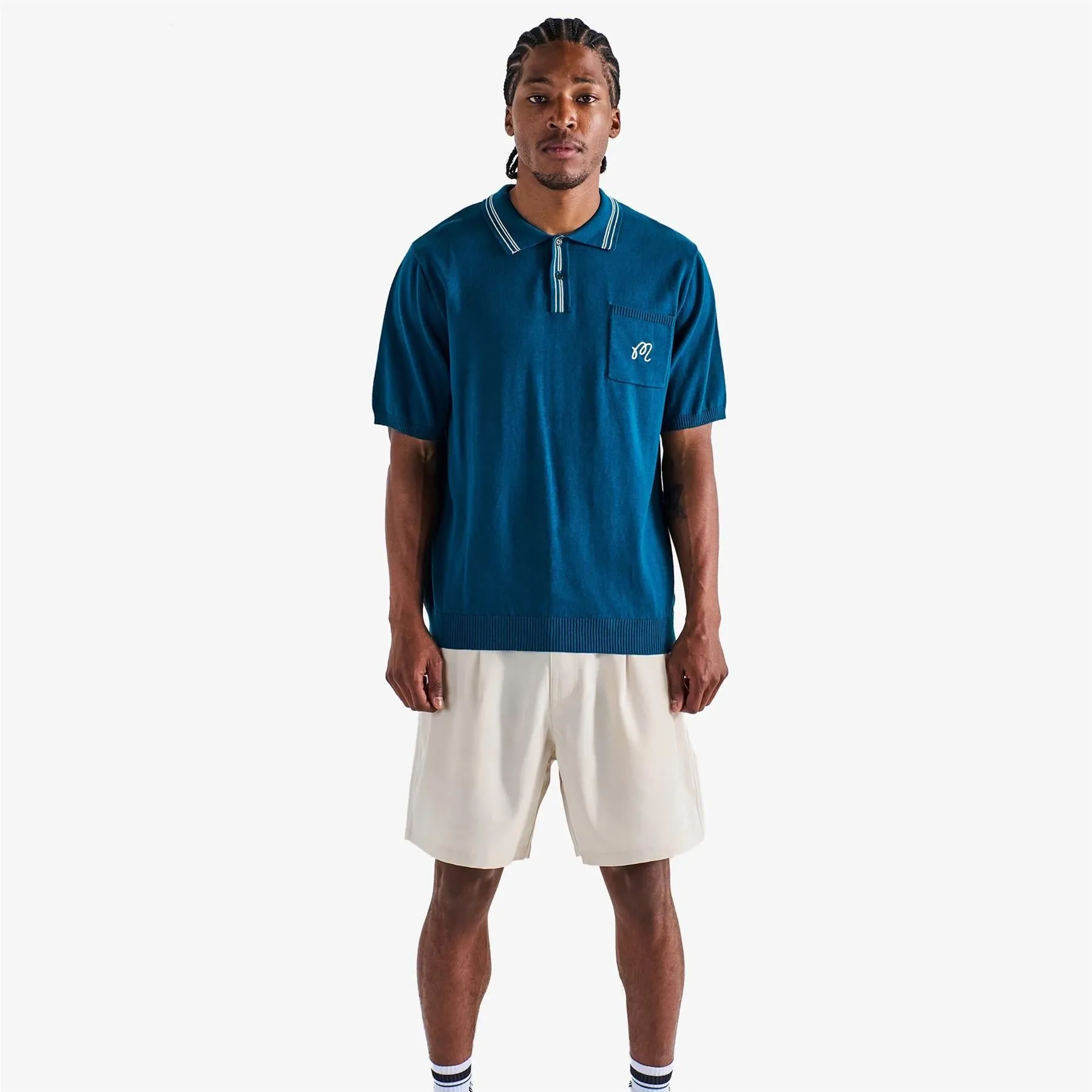 Campania Knit Polo Azurra