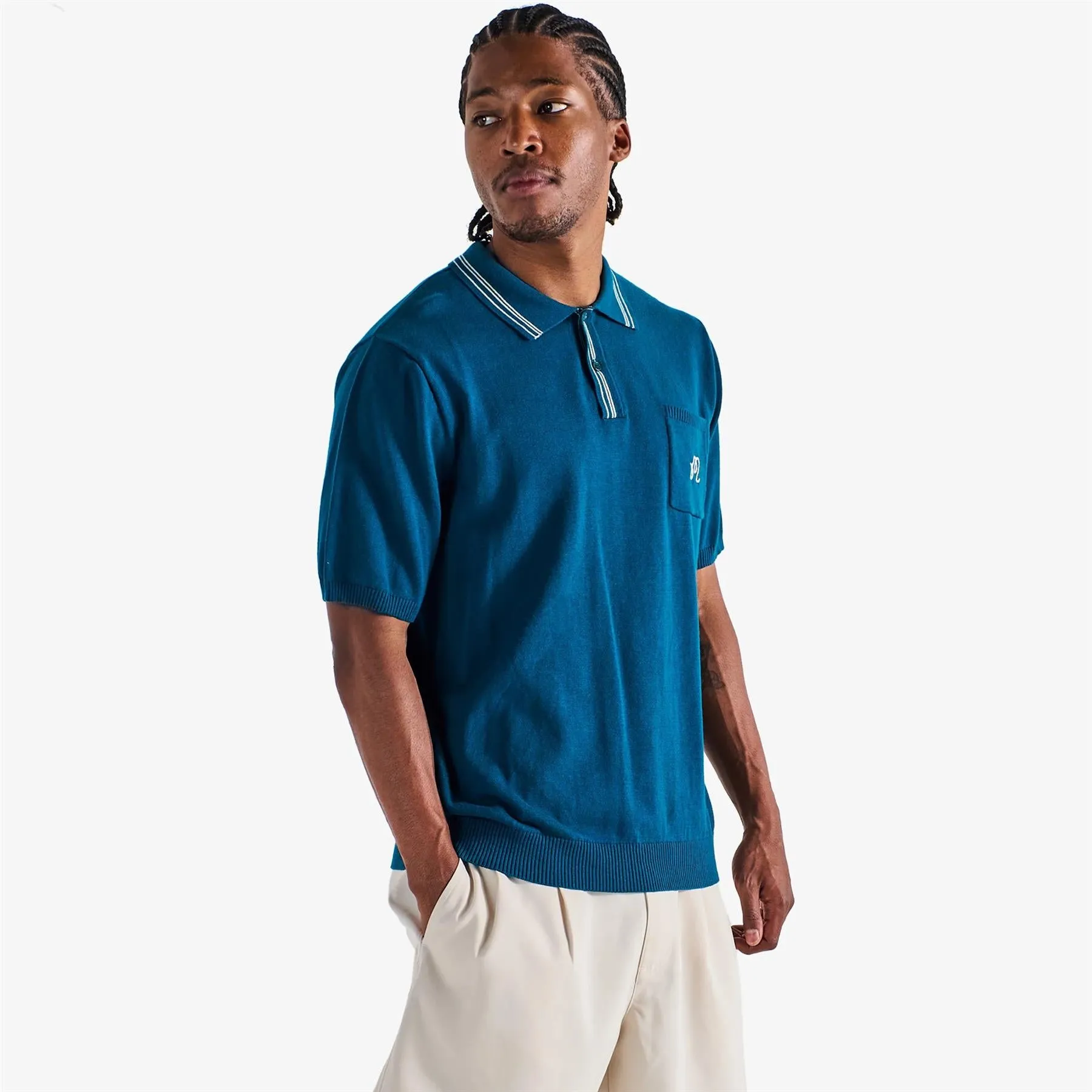 Campania Knit Polo Azurra