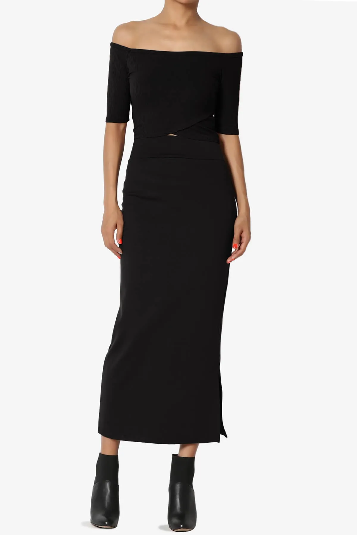 Carleta Mid Calf Pencil Skirt PLUS