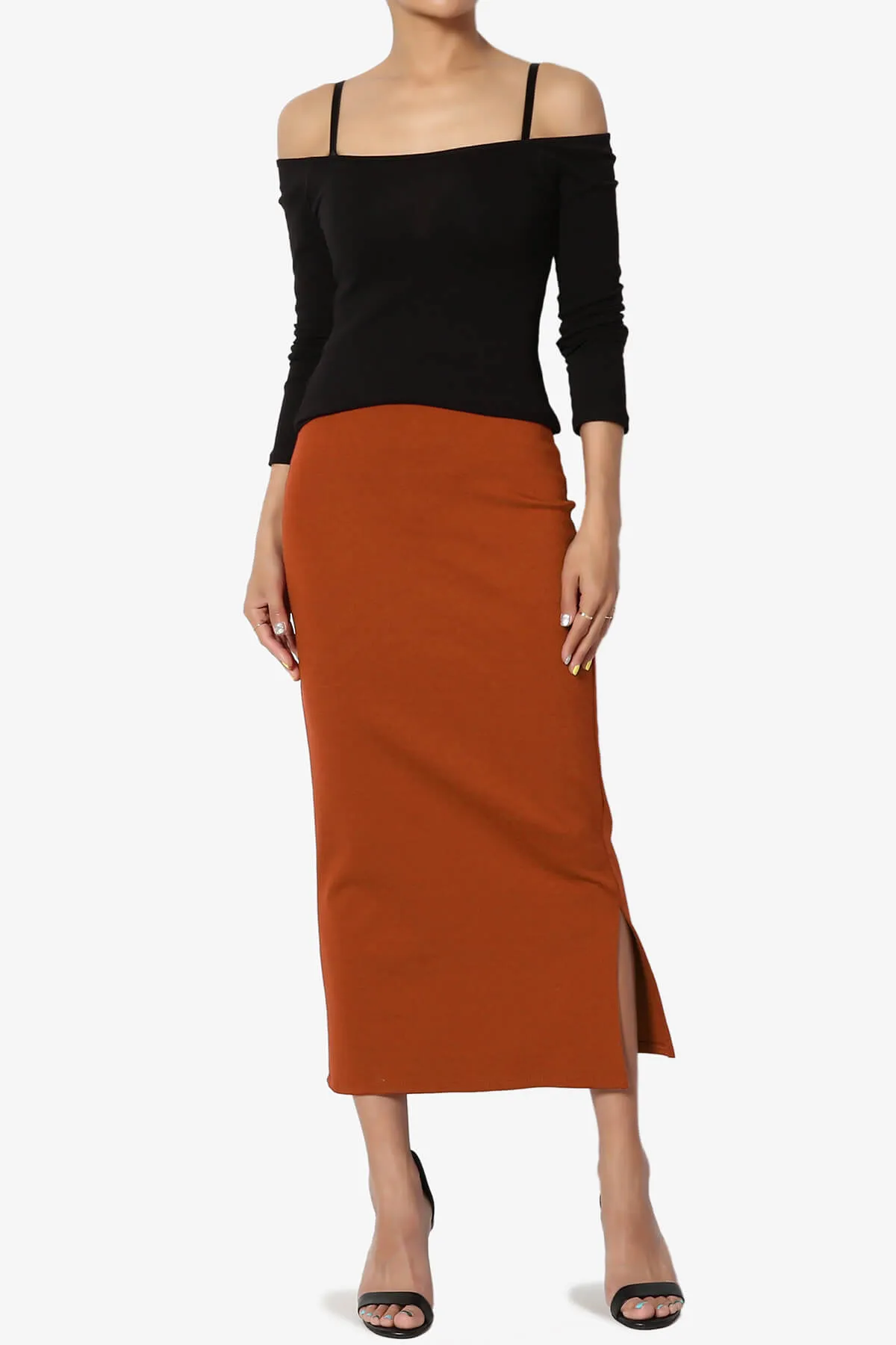 Carleta Mid Calf Pencil Skirt PLUS