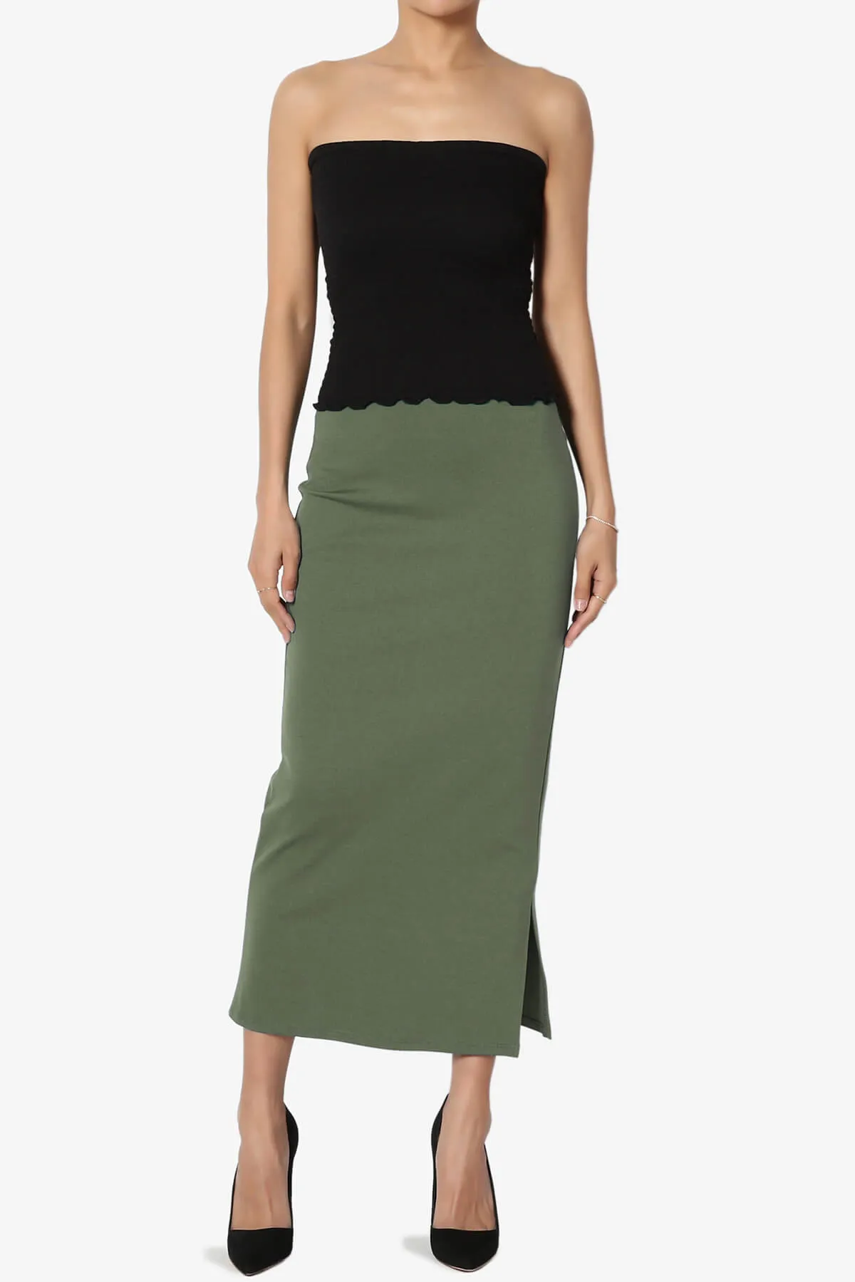 Carleta Mid Calf Pencil Skirt PLUS