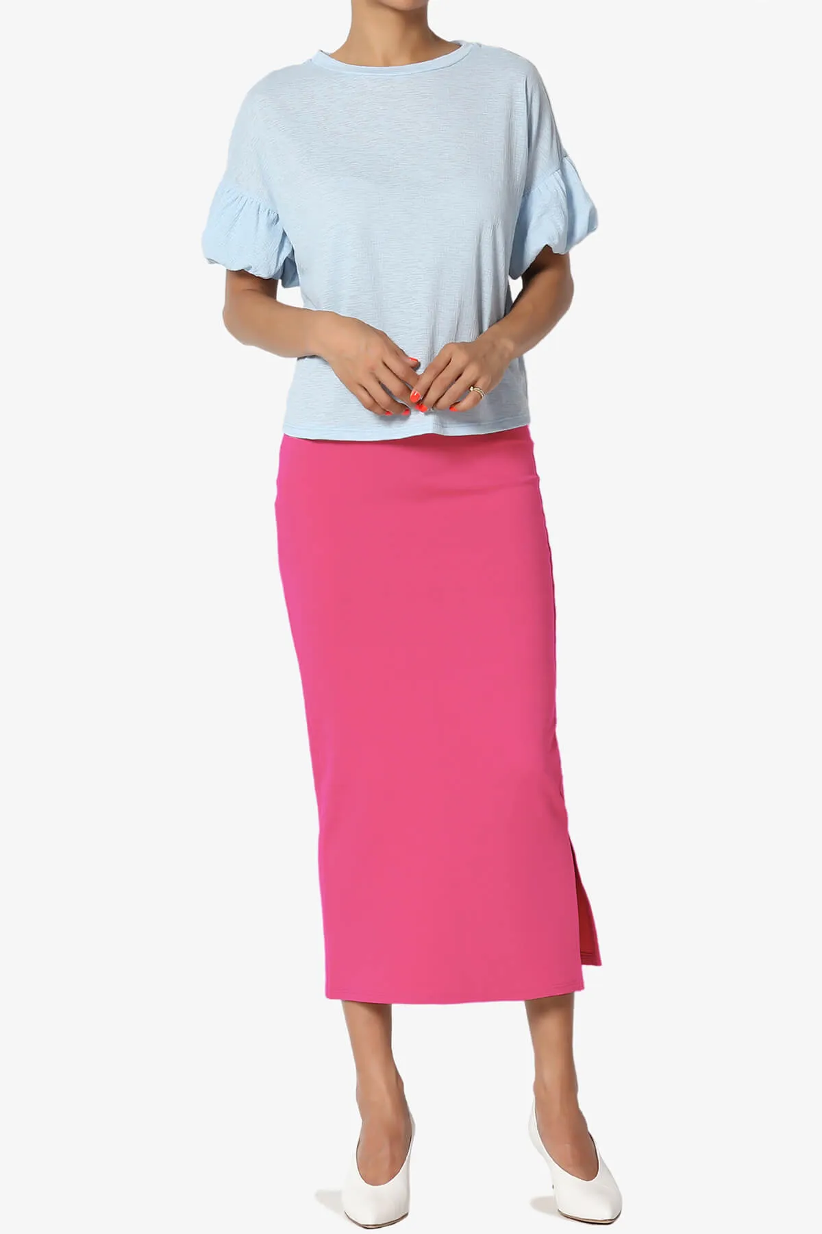 Carleta Mid Calf Pencil Skirt PLUS