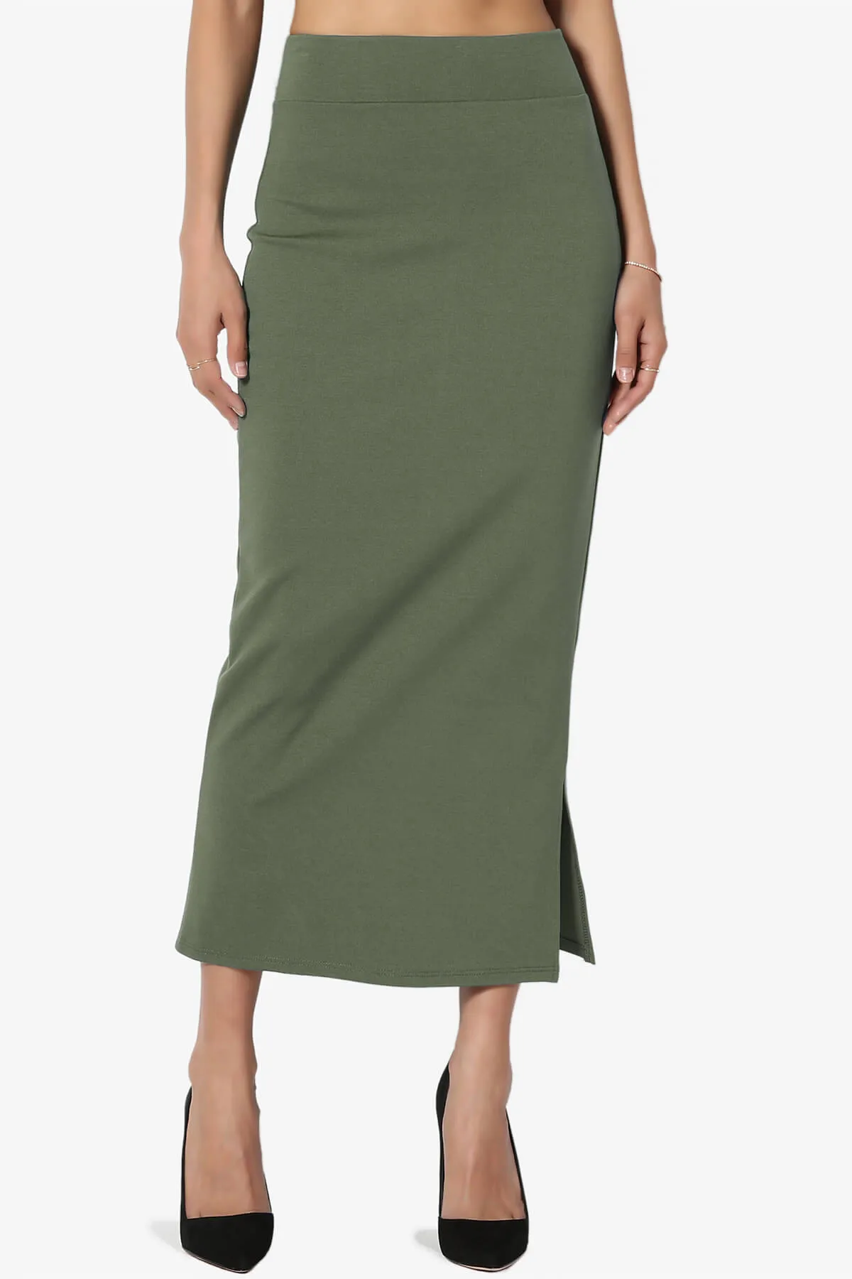 Carleta Mid Calf Pencil Skirt PLUS