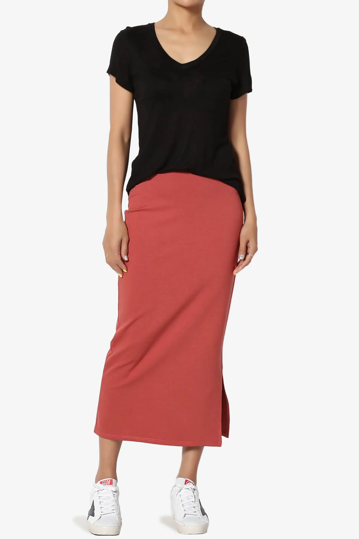 Carleta Mid Calf Pencil Skirt PLUS