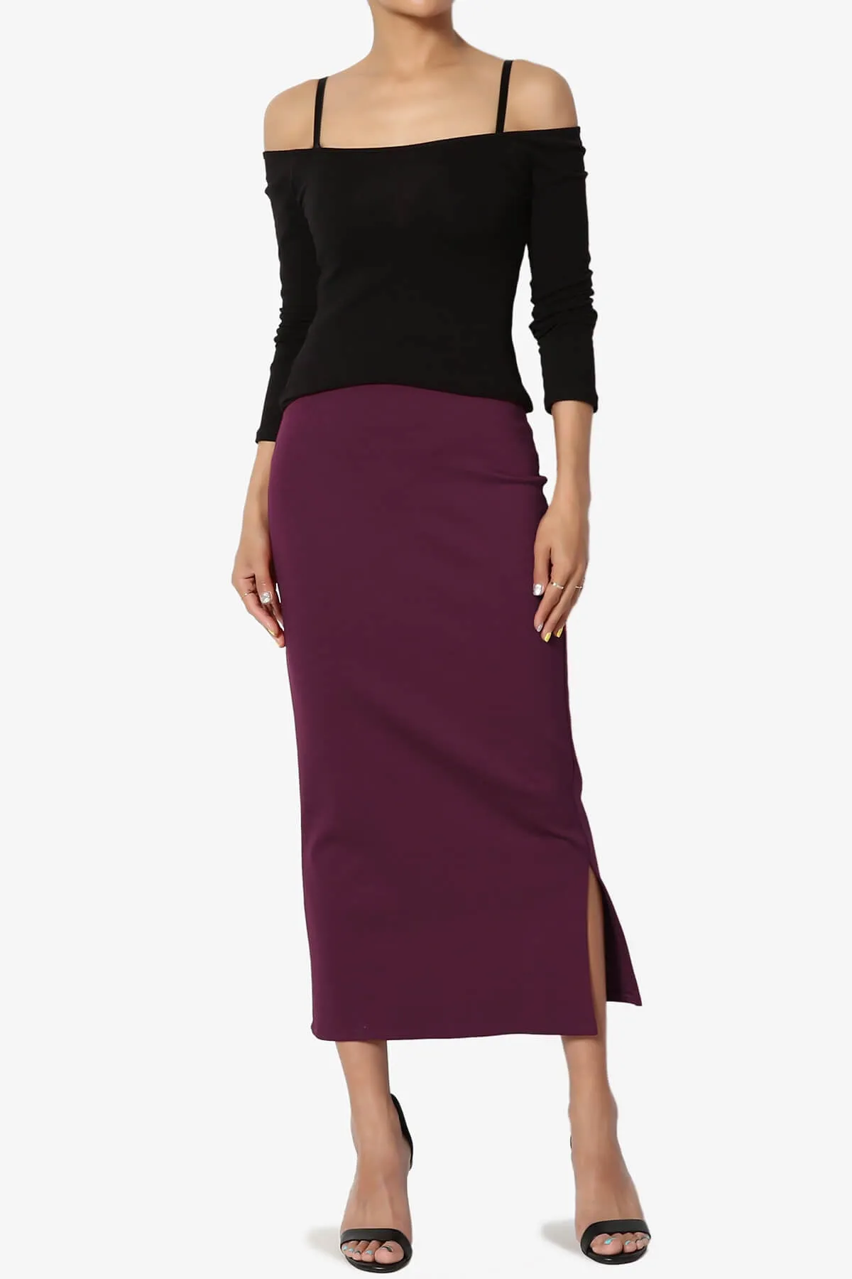 Carleta Mid Calf Pencil Skirt PLUS
