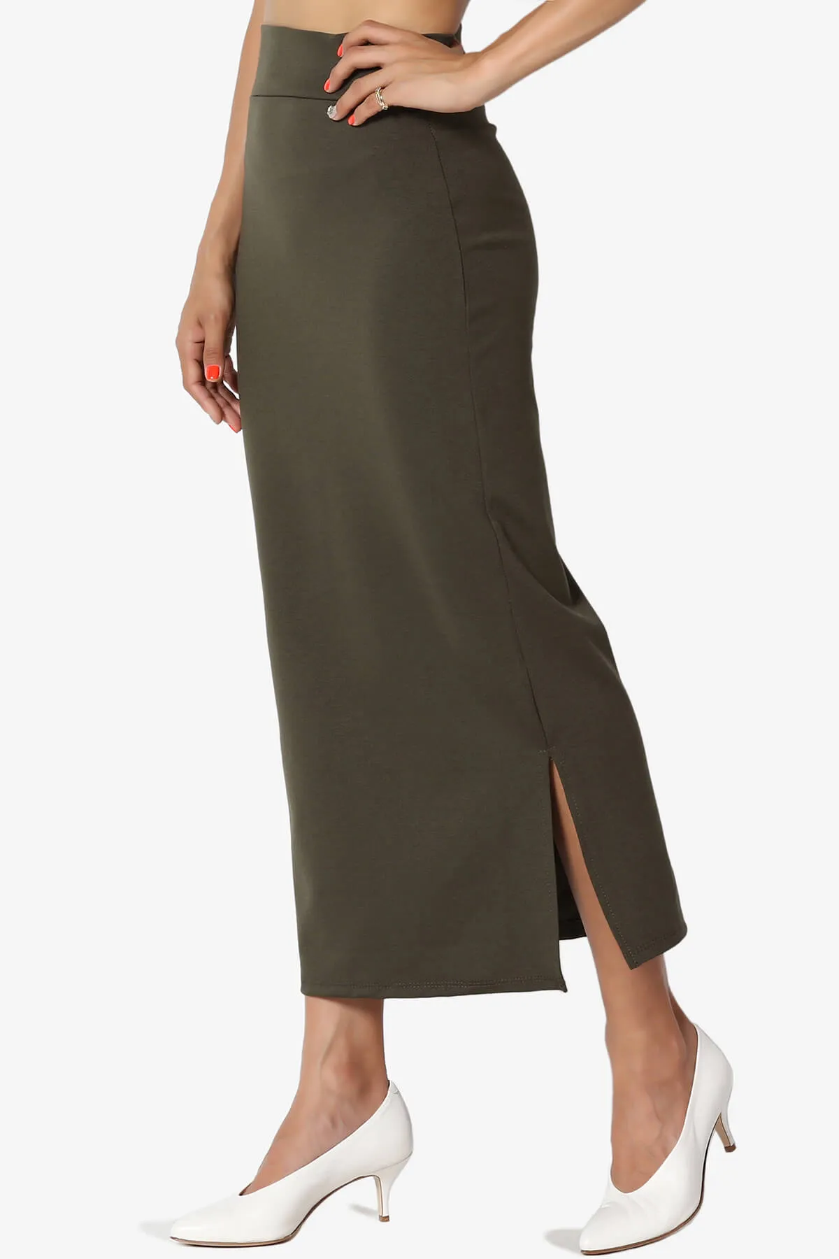 Carleta Mid Calf Pencil Skirt PLUS