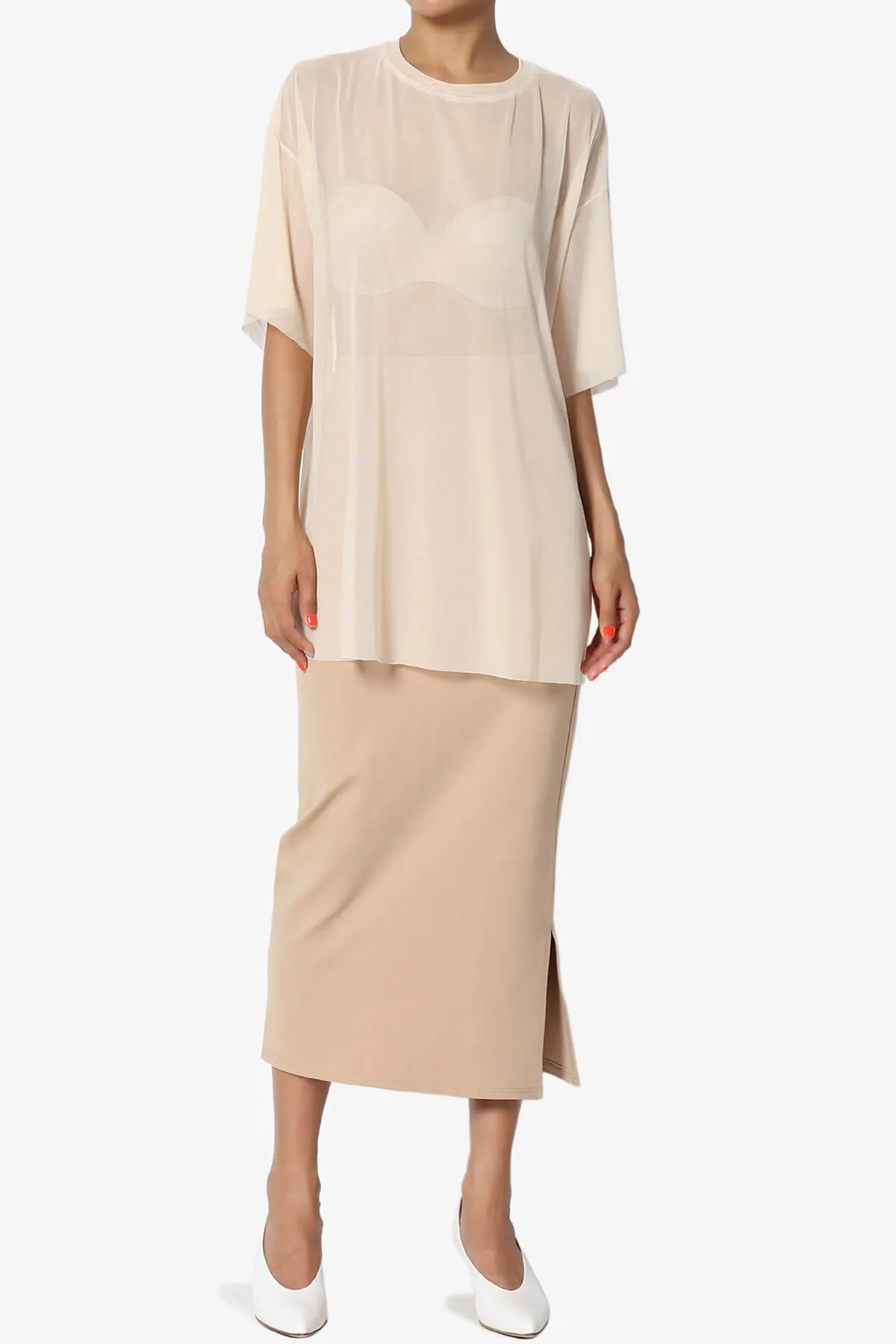 Carleta Mid Calf Pencil Skirt PLUS